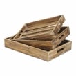 Nora Set of 3 Slatted Brown Wood Trays