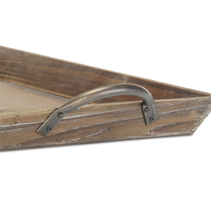 Magnolia Tapered Wood Tray & Metal Handles