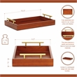 Coran Wooden Rectangle Tray - Gold Metal Handles -