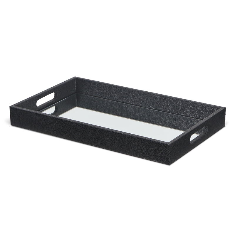 Labai Shagreen Mirrored Tray - Large - Black