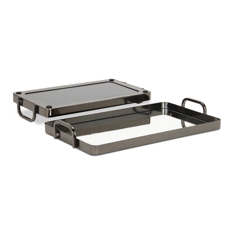 Nuvelle Set of 2 Metal Mirrored Trays