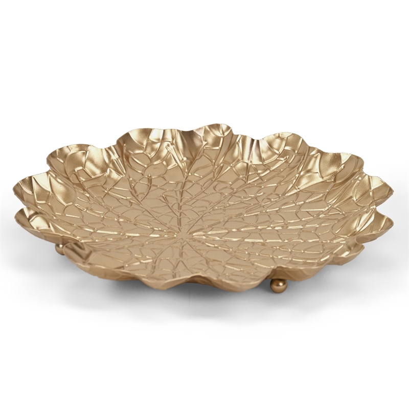 Delphine Golden Metal Lilypad Catchall Tray - Large