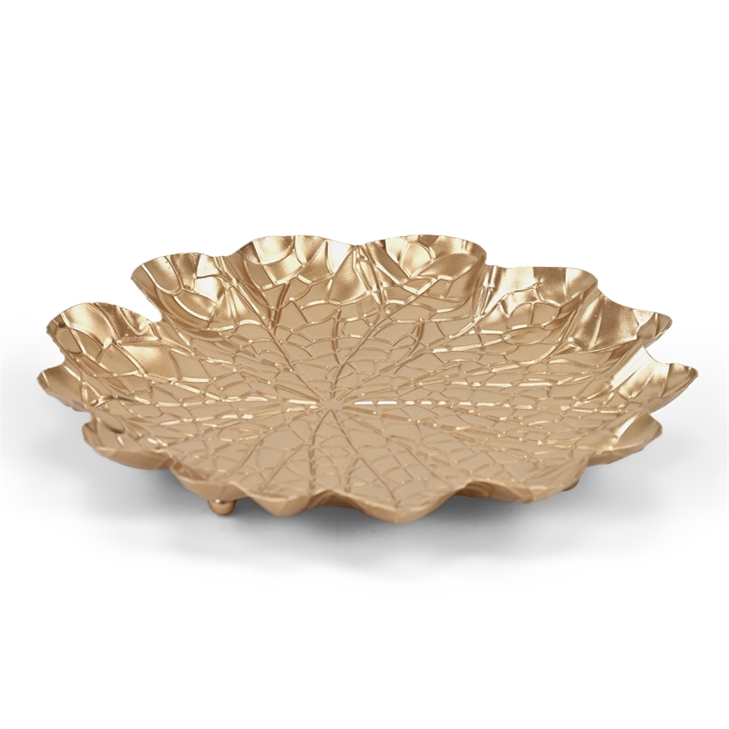 Delphine Golden Metal Lilypad Catchall Tray - Large