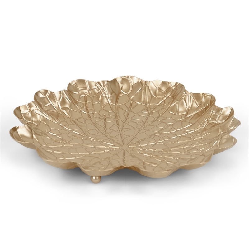 Delphine Golden Metal Lilypad Catchall Tray - Large