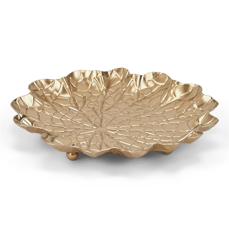Delphine Golden Metal Lilypad Catchall Tray - Medium