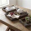 Keaton Set of 4 Metal Handled Wood Trays