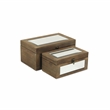 Larkspur Set of 2 Brown Mirrored Wood Boxes