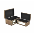 Larkspur Set of 2 Brown Mirrored Wood Boxes