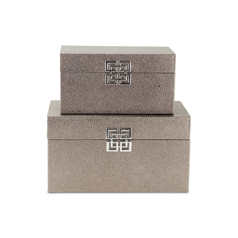 Galena Set of 2 Double Happiness Shagreen Boxes - Rose Gold
