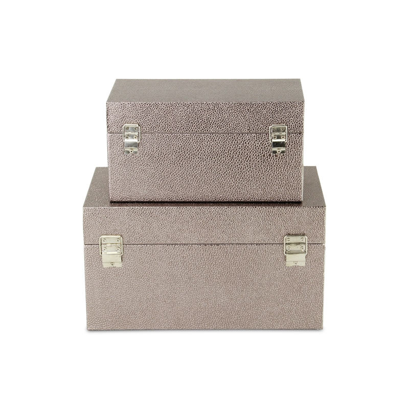 Galena Set of 2 Double Happiness Shagreen Boxes - Rose Gold