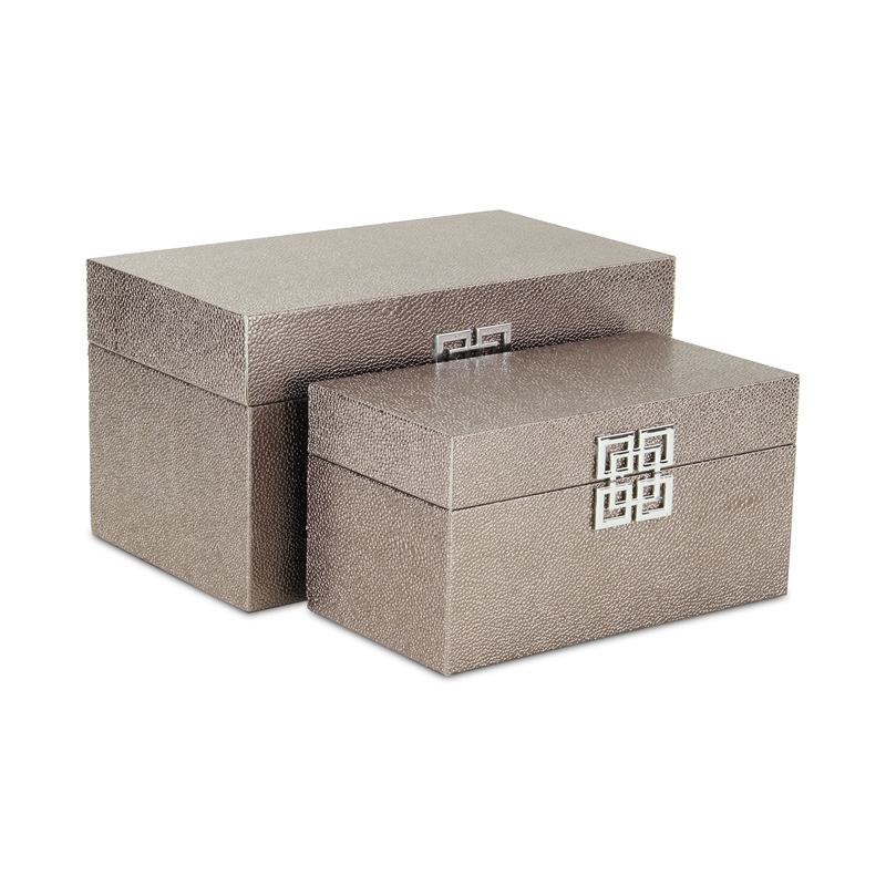 Galena Set of 2 Double Happiness Shagreen Boxes - Rose Gold