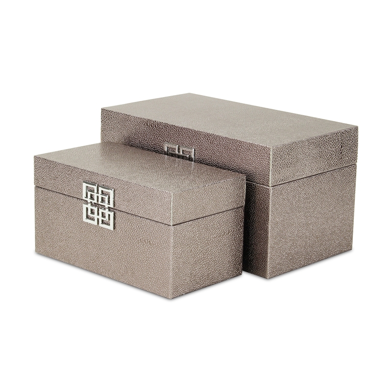 Galena Set of 2 Double Happiness Shagreen Boxes - Rose Gold