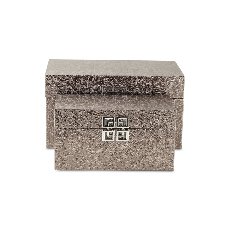 Galena Set of 2 Double Happiness Shagreen Boxes - Rose Gold