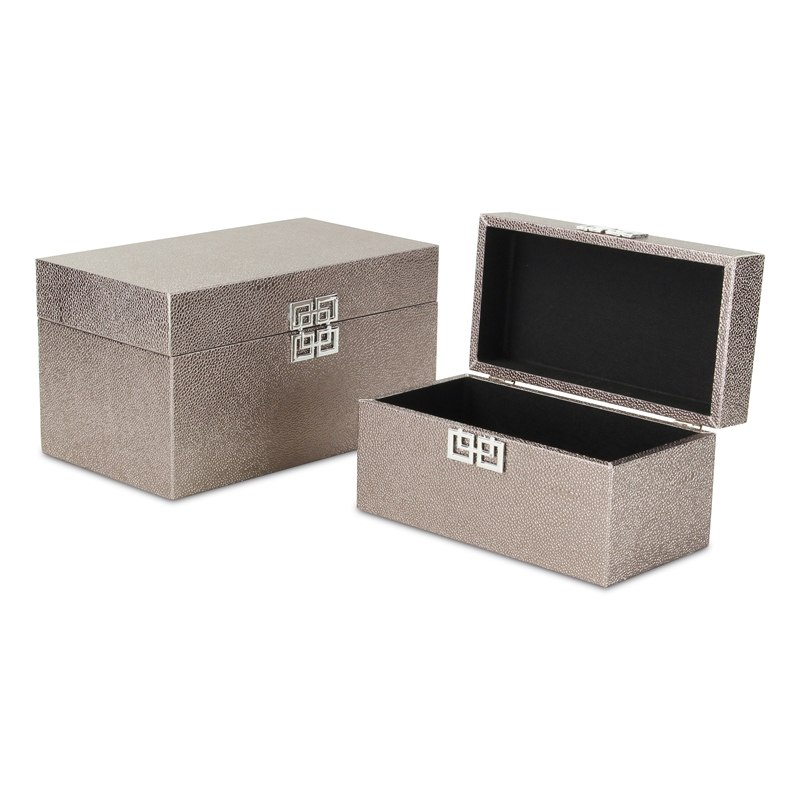 Galena Set of 2 Double Happiness Shagreen Boxes - Rose Gold