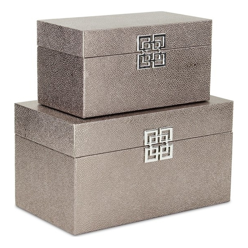 Galena Set of 2 Double Happiness Shagreen Boxes - Rose Gold