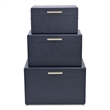 Sable Set of 3 Trunks with Gold Handles - Navy Blue