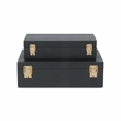 Lusan Rectangular Decorative Box Set - Black Faux Snakeskin