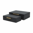 Lusan Rectangular Decorative Box Set - Black Faux Snakeskin