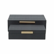 Lusan Rectangular Decorative Box Set - Black Faux Snakeskin