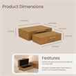 Lusan Rectangular Decorative Box Set - Camel Brown Faux Shagreen