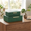 Lusan Rectangular Decorative Box Set - Green Faux Shagreen