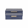 Lusan Rectangular Decorative Box Set - Navy Blue Faux Shagreen