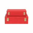 Lusan Rectangular Decorative Box Set - Red Faux Shagreen