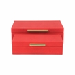 Lusan Rectangular Decorative Box Set - Red Faux Shagreen