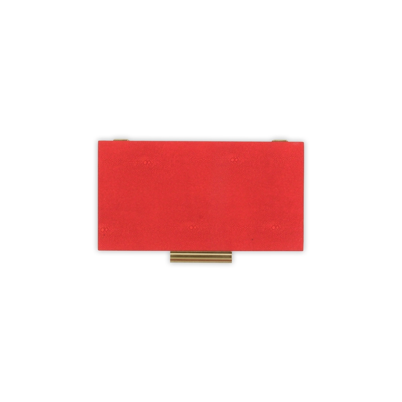 Lusan Rectangular Decorative Box Set - Red Faux Shagreen