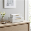 Lusan Rectangular Decorative Box Set - White Faux Snakeskin