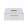 Lusan Rectangular Decorative Box Set - White Faux Snakeskin