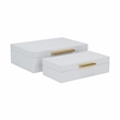 Lusan Rectangular Decorative Box Set - White Faux Snakeskin