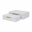 Lusan Rectangular Decorative Box Set - White Faux Snakeskin
