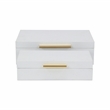 Lusan Rectangular Decorative Box Set - White Faux Snakeskin
