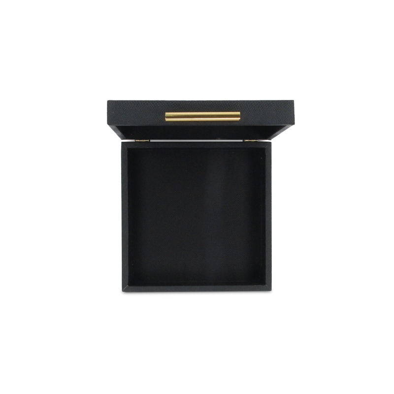 Lusan Square Decorative Box Set - Black Faux Snakeskin