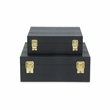 Lusan Square Decorative Box Set - Black Faux Snakeskin