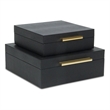 Lusan Square Decorative Box Set - Black Faux Snakeskin