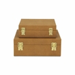 Lusan Square Decorative Box Set - Camel Brown Faux Shagreen