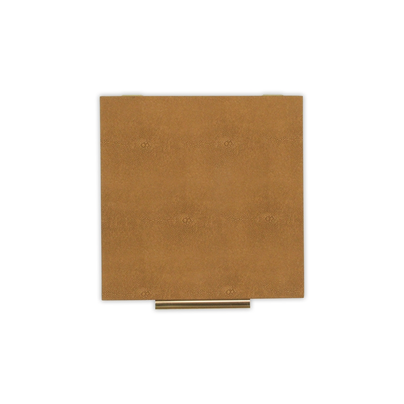 Lusan Square Decorative Box Set - Camel Brown Faux Shagreen