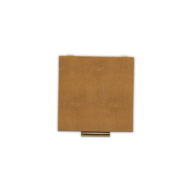 Lusan Square Decorative Box Set - Camel Brown Faux Shagreen