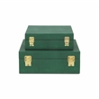 Lusan Square Decorative Box Set - Green Faux Shagreen