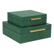 Lusan Square Decorative Box Set - Green Faux Shagreen