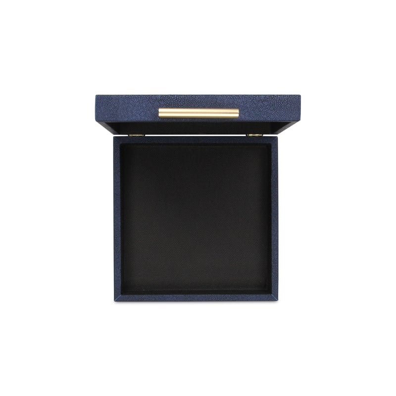 Lusan Square Decorative Box Set - Navy Blue Faux Shagreen