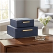 Lusan Square Decorative Box Set - Navy Blue Faux Shagreen