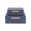 Lusan Square Decorative Box Set - Navy Blue Faux Shagreen
