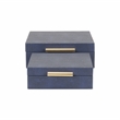 Lusan Square Decorative Box Set - Navy Blue Faux Shagreen