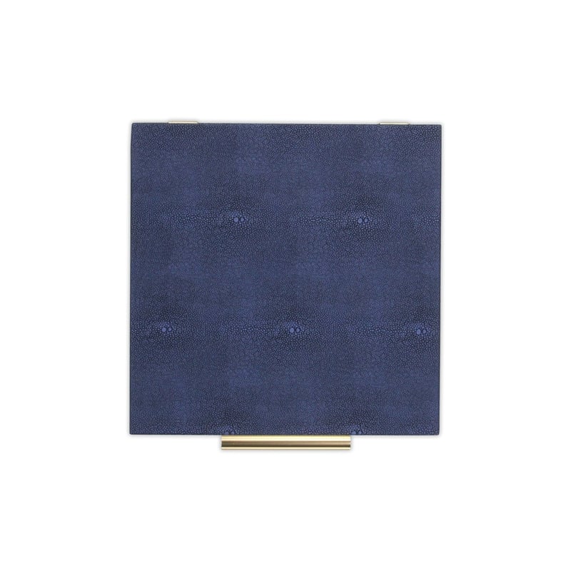 Lusan Square Decorative Box Set - Navy Blue Faux Shagreen