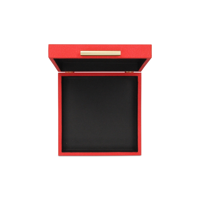 Lusan Square Decorative Box Set - Red Faux Shagreen