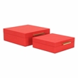 Lusan Square Decorative Box Set - Red Faux Shagreen
