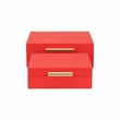 Lusan Square Decorative Box Set - Red Faux Shagreen